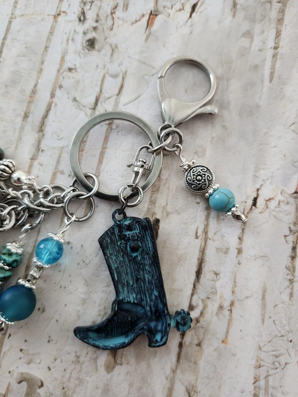 Western Boot Purse Charm or Keychain Aventurine Jasper Handcrafted